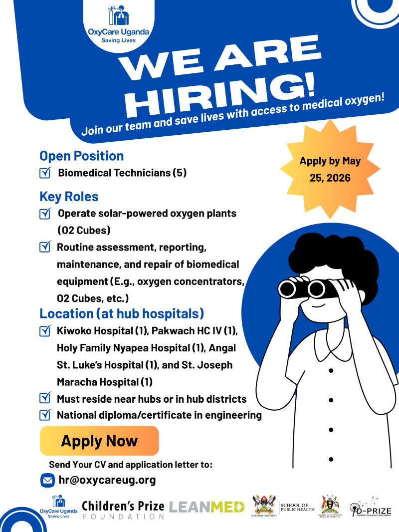 We're hiring five (5) biomedical technicians for ACCESS O2